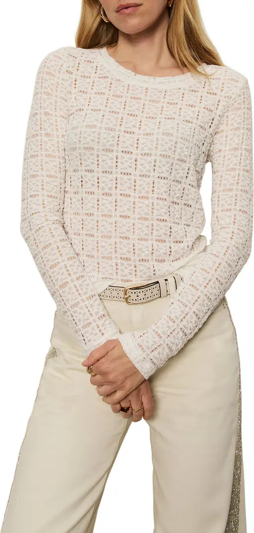 Perfect Long Sleeve Puckered Lace T-Shirt | Nordstrom