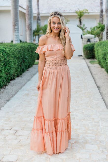 When You Look At Me Peach Maxi Dress | The Pink Lily Boutique