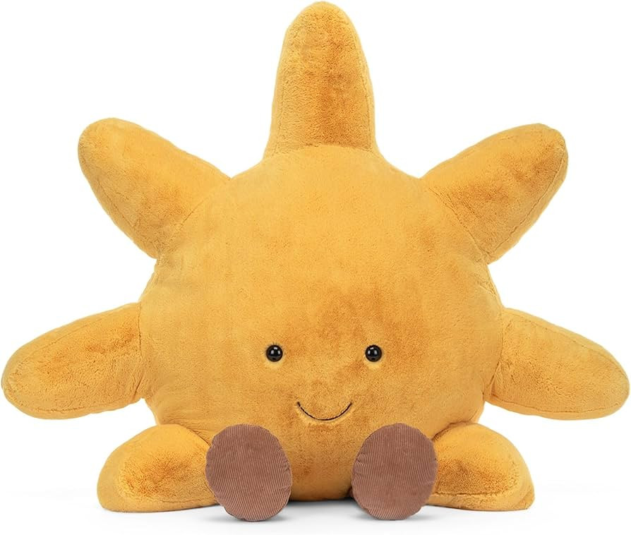 14" Sun Plush Toy Cute Smile Yellow Funny Sun Sunshine Stuffed Animals Pillow Sun Shape Soft Plushie for Gifts for Kids Birthday (Sun) | Amazon (US)