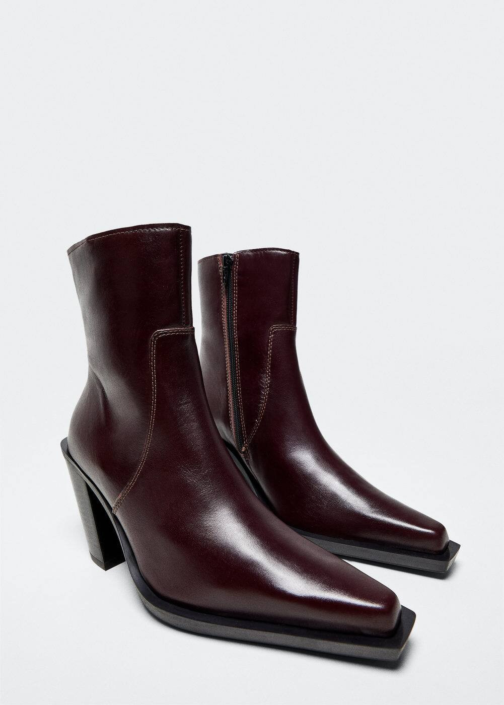 Leather pointed ankle boots -  Women | Mango USA | MANGO (US)