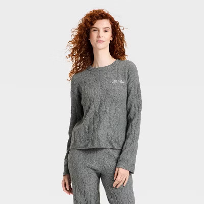 Women's Cozy Alpine Knit Bouclé Crewneck Pullover Sweater - Universal Thread™ Gray | Target