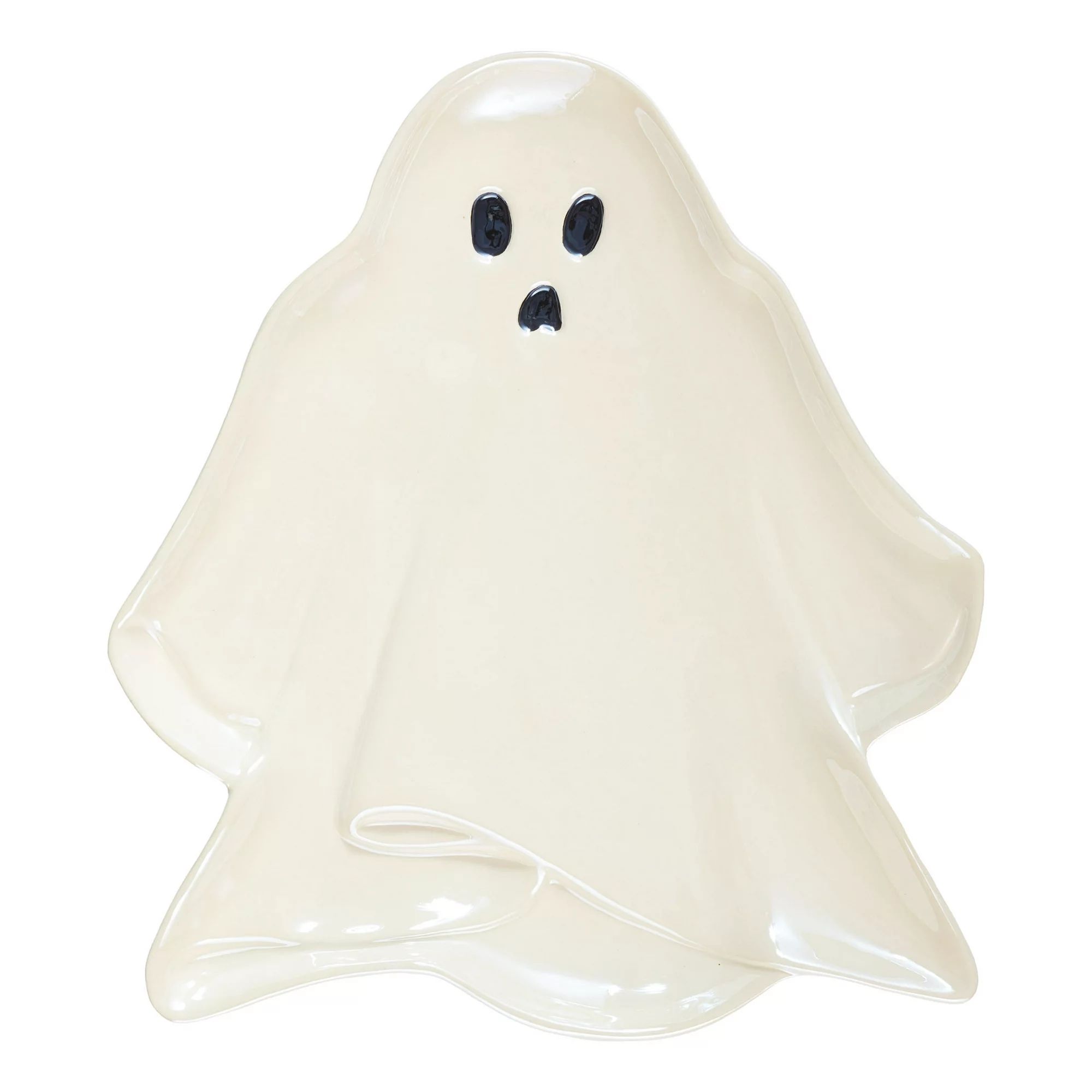 Way to Celebrate 11" White Ghost-Shaped Glazed Ceramic Serving Tray - Walmart.com | Walmart (US)