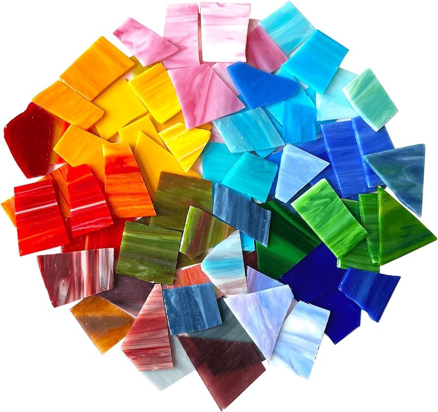 LITMIND 2.2LB Irregular Stained Glass Scraps - Mosaic Glass Pieces & Mosaic Tiles for Crafts Bulk... | Amazon (US)