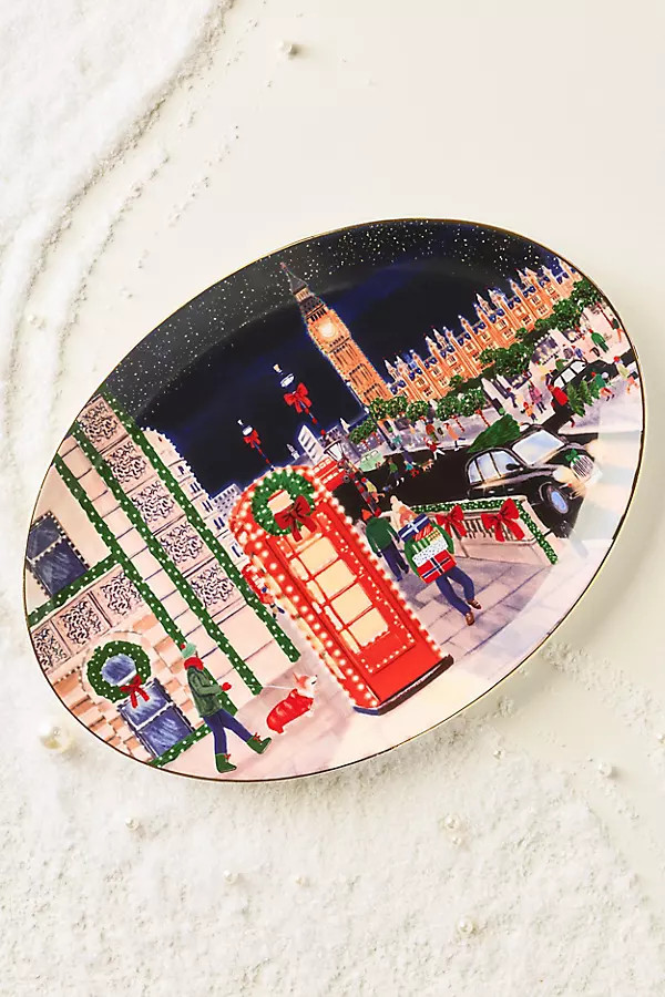 Holiday in the City Stoneware Platter | Anthropologie (US)