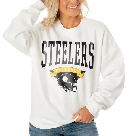 Women's Gameday Couture White Pittsburgh Steelers Oversized Yard Line Tri-Blend Pullover Sweatshirt | Walmart (US)