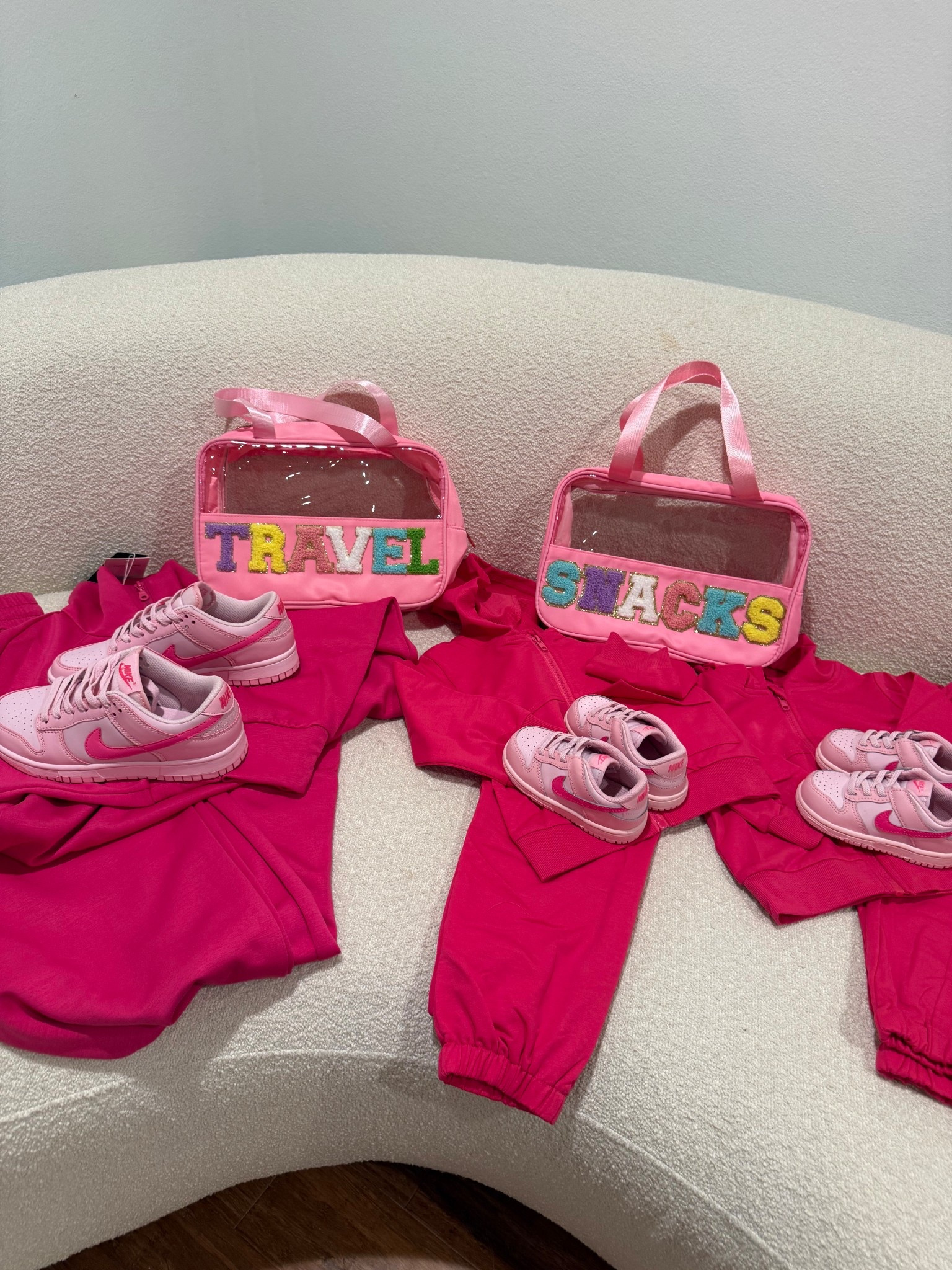 Matching fits, an organized bag for travel must-haves + electronics & of course a SNACK BAG for toddler emergencies DUH 💕😂 #LTKtravel #LTKmom #LTKpink #LTKairport #LTKmommyandme

#LTKKids #LTKmomlife #LTKTravel