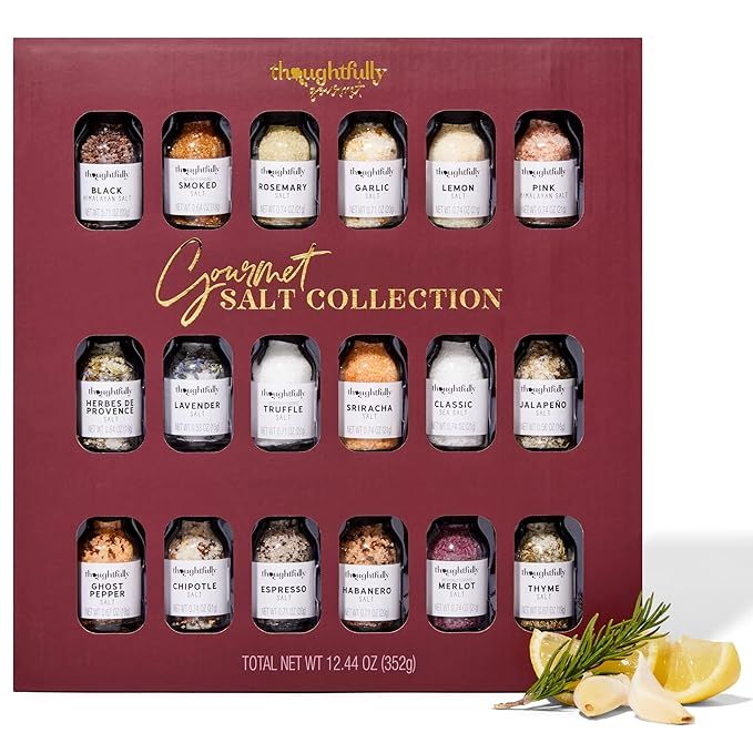 Thoughtfully Gourmet, Gourmet Salt Sampler Collection Gift Set, Vegan and Vegetarian, Uniquely Fl... | Amazon (US)