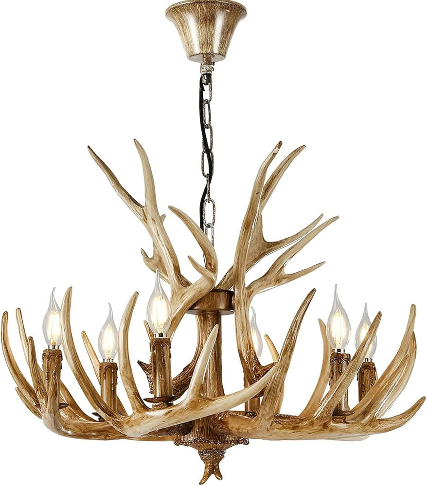 Antler Chandelier, Vintage Antler Light Fixtures,6 Light E12 Base, Deer Antler Chandelier Lightin... | Amazon (US)