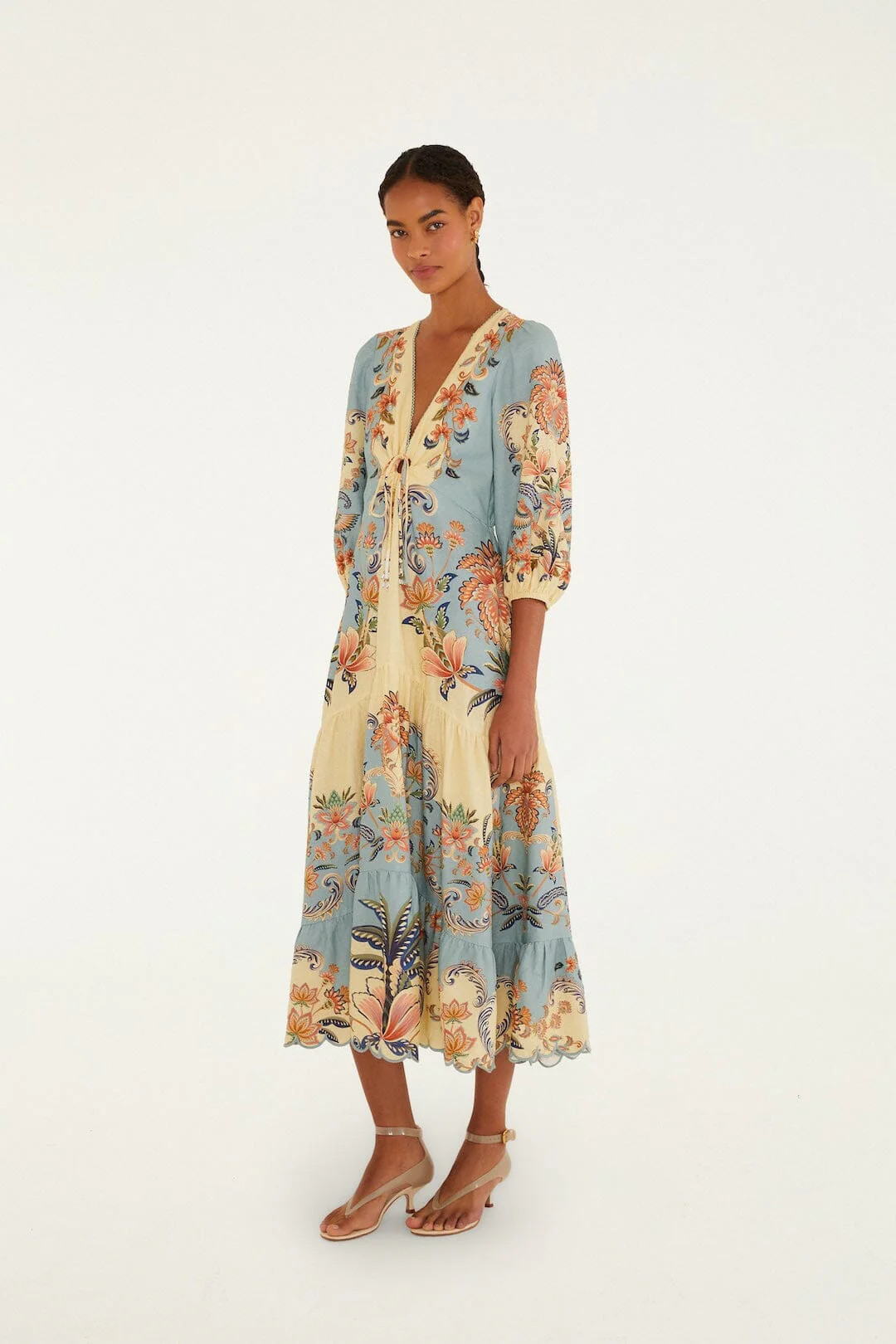 Butter Yellow Boho Beauty Lenzing Ecovero Euroflax Maxi Dress | FARM Rio | FarmRio (US)