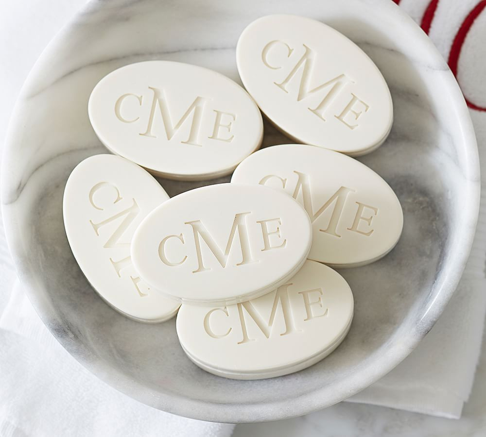 Monogrammed Paperwhite Oval Soap, Set of 6 | Pottery Barn (US)