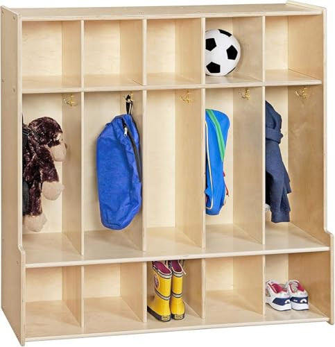 Contender 5-Section Coat Locker with Bench & Cubby Storage for Kids, Backpack Organizer with Cubbies Storage for Daycare, Preschool, Kindergarten [Natural] | Amazon (US)