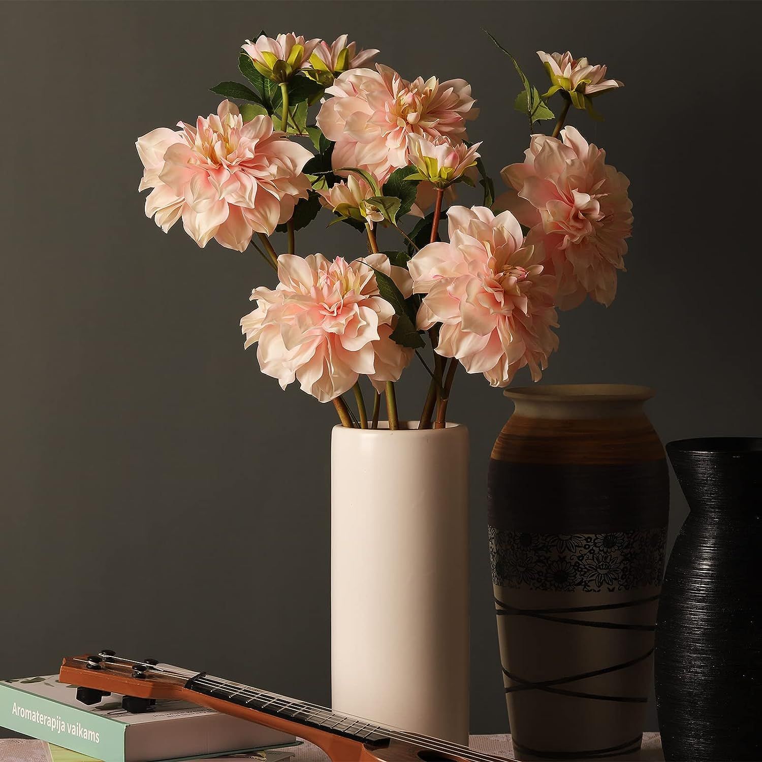 GLSATEMAN Artificial Silk Flowers Dahlia 24'in Long Stem Flower 5 Pcs,Suitable for Wedding Decora... | Amazon (US)