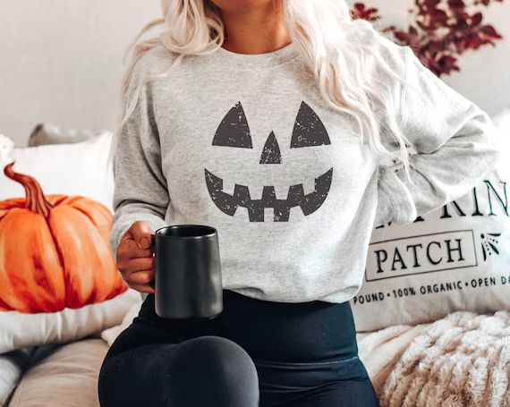 Halloween Pumpkin UNISEX Sweatshirts Pumpkin Face Sweatshirt - Etsy | Etsy (US)