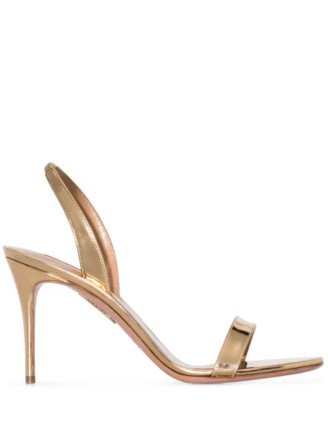 Aquazzura So Nude Metallic Slingback Sandals - Farfetch | Farfetch Global