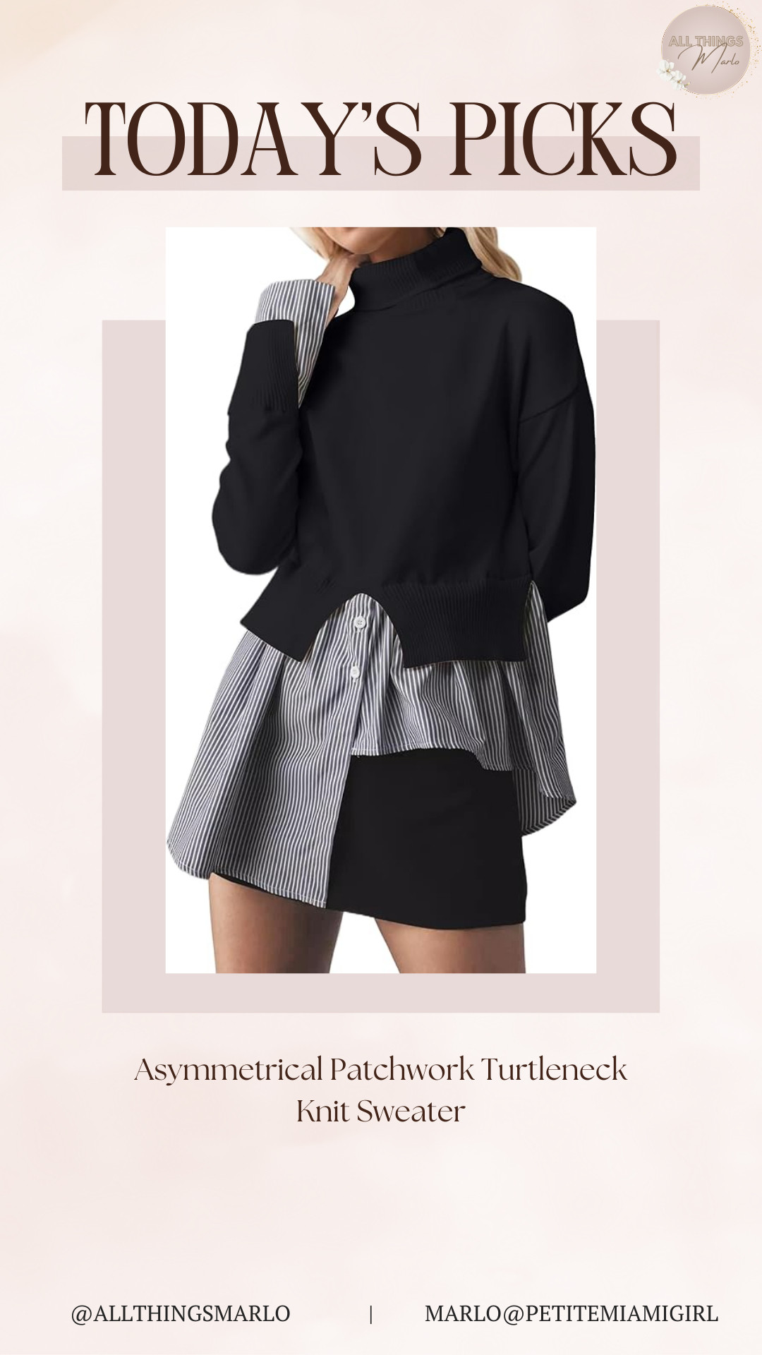 Asymmetrical Patchwork Turtleneck Knit Sweater 

 #LTKootd #LTKWorkwear #LTKTravel