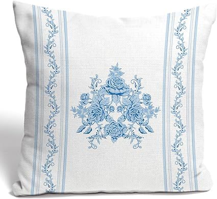 Grandmillennial Home Decor, Blue Floral Pillow Cover 18x18 for Decorative Aesthetic Pillows | Amazon (US)