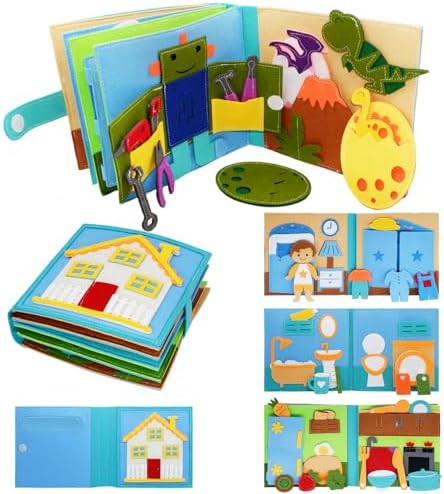 Montessori Felt Busy Book Toddlers Quiet Book Pretend Play Early Learning Educational Travel Toys... | Amazon (US)