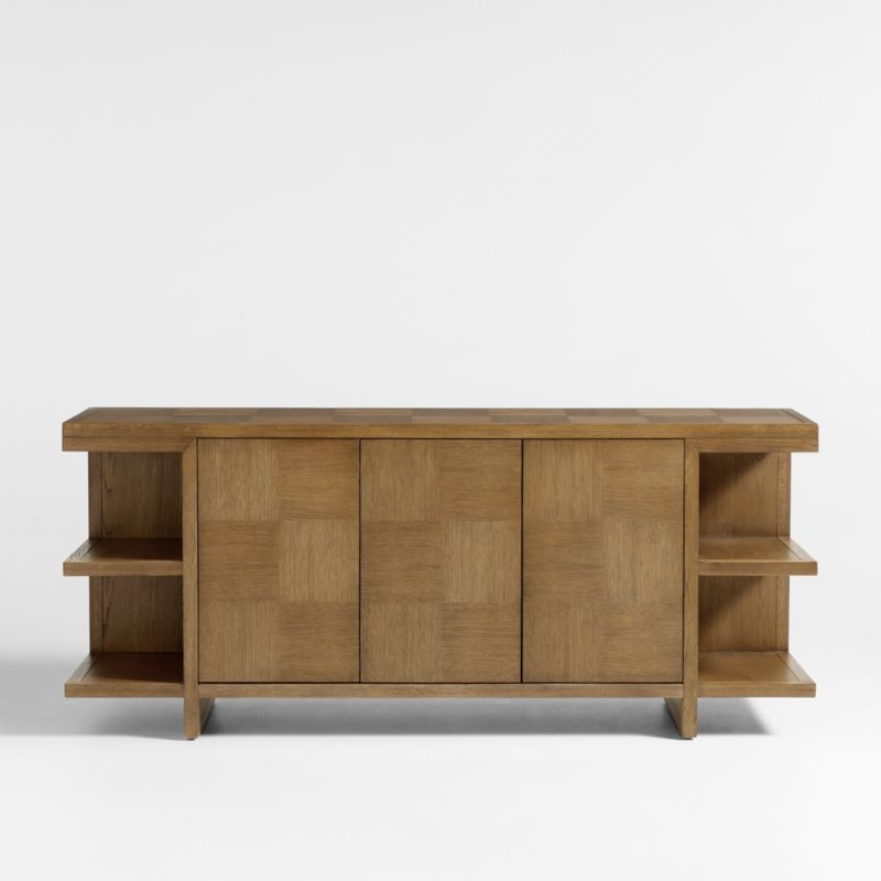 Pierre 76" Light Brown Oak Wood Credenza + Reviews | Crate & Barrel | Crate & Barrel