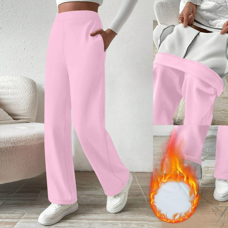 ZHYou No Boundaries Womens Wide Leg Sweatpants,Fleece Lined Warm Thick Elastic Waist Pants,Loose ... | Walmart (US)