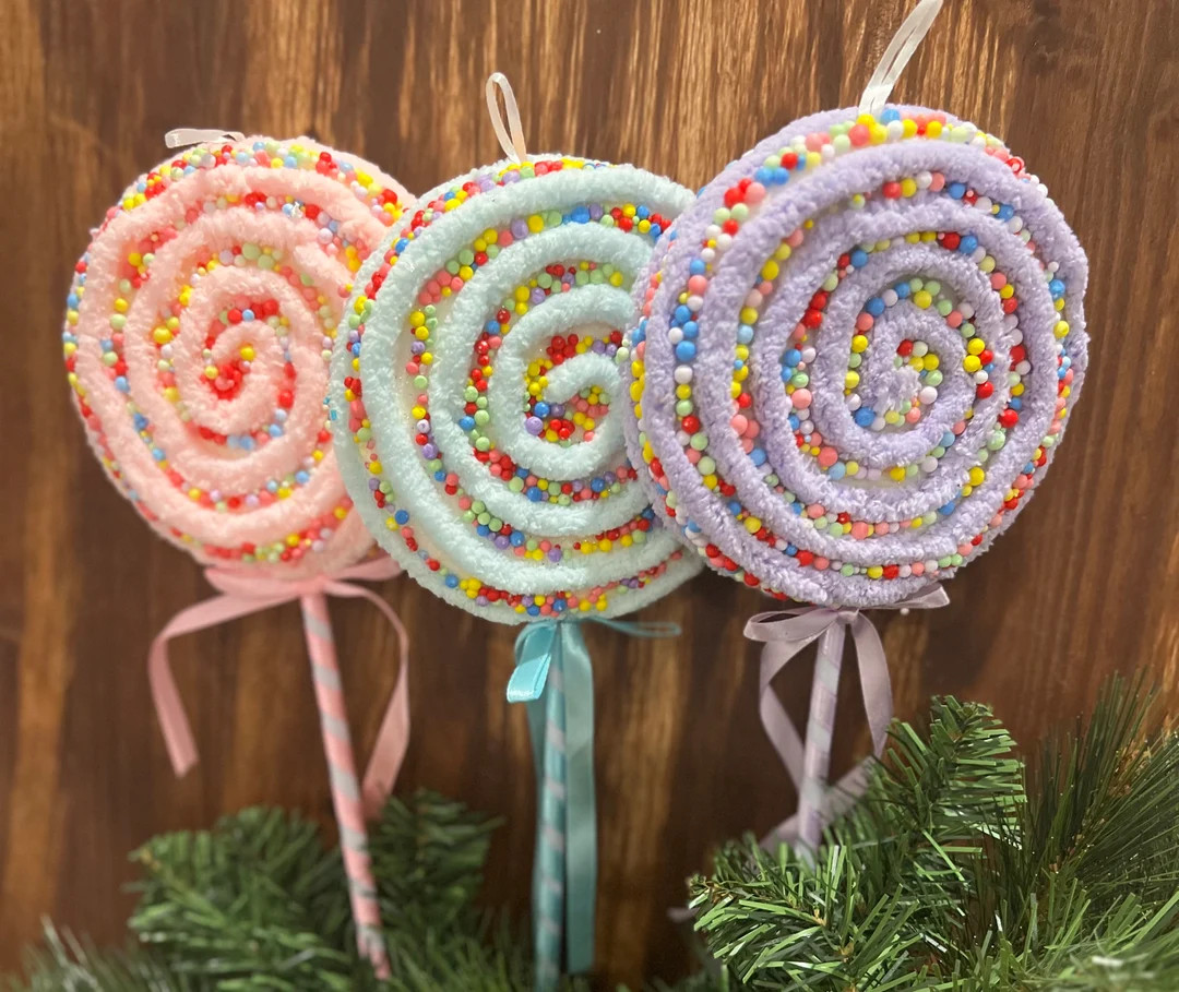 16 Large Pink Beaded Lollipop Pick Ornaments Home Decoration Holiday Candy Decorations Christmas ... | Etsy (US)