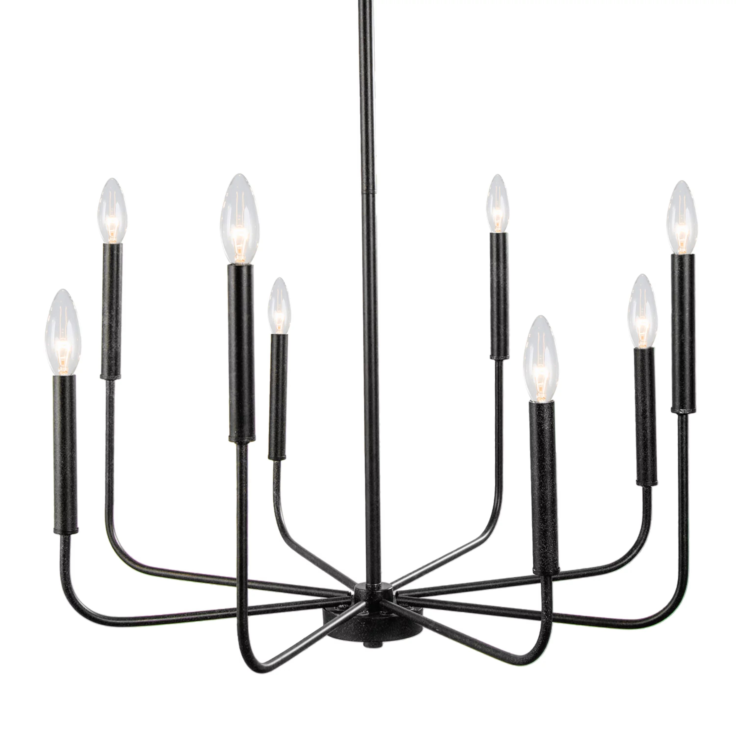LNC Concise 8-Light Rustic Black Candle Style Geometric Linear Modern/Contemporary Larger Chandel... | Walmart (US)