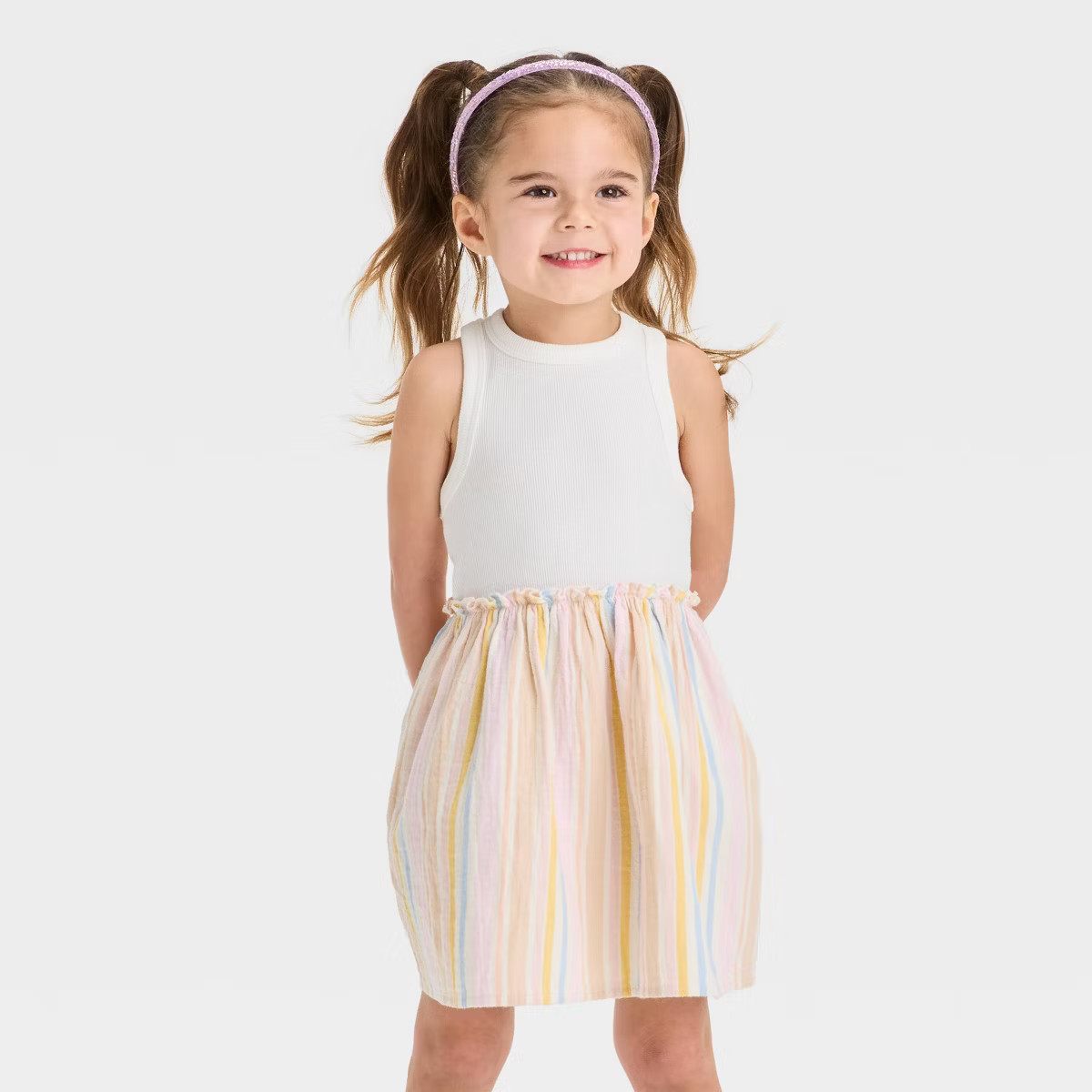 Toddler Girls' Stripe Tank Dress - Cat & Jack™ Cream | Target