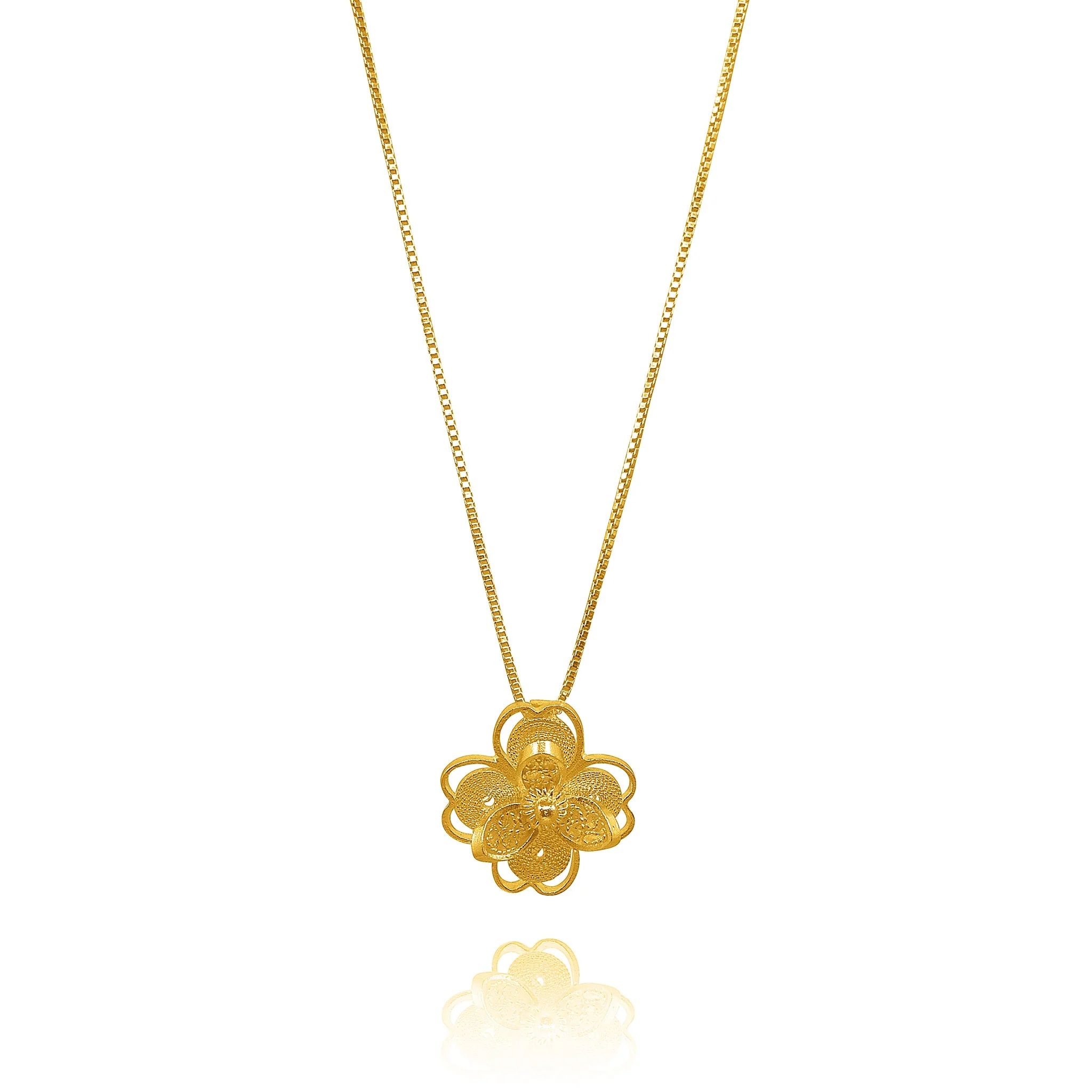 LOTUS SMALL GOLD PENDANT NECKLACE FILIGREE | Olmox Jewelry