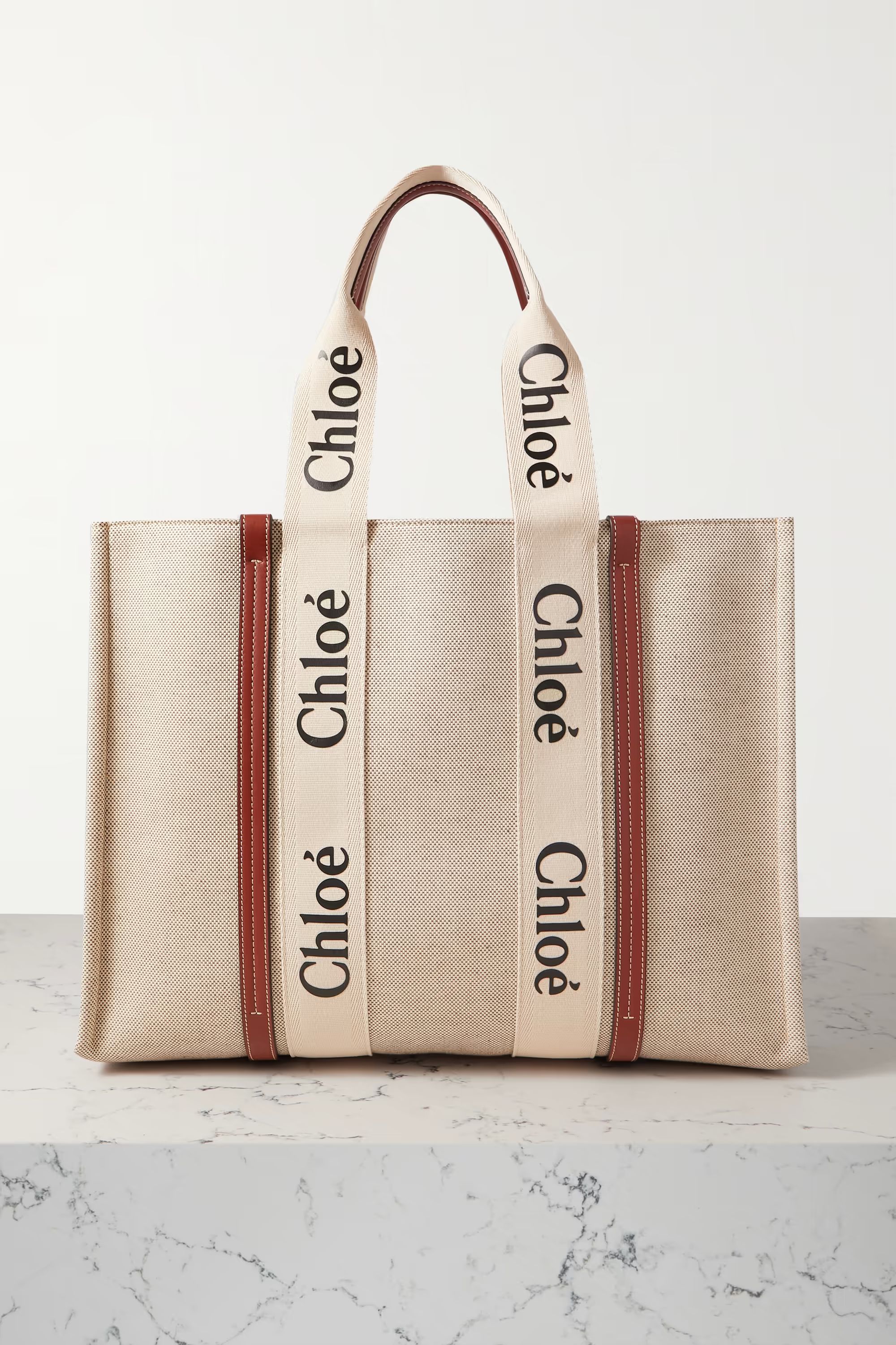 Woody large leather-trimmed cotton-canvas tote | NET-A-PORTER (US)