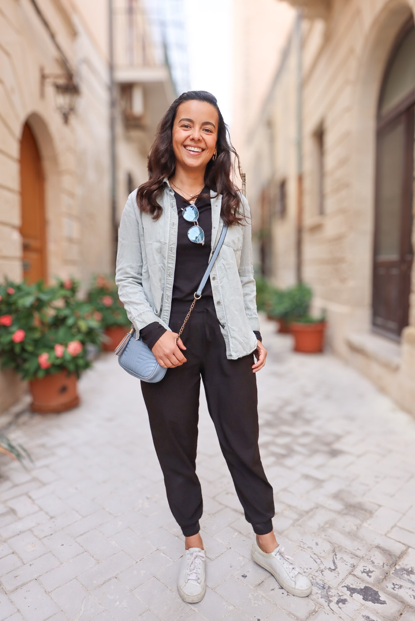 All black with the comfiest travel joggers and a button down shirt. An easy way to add an extra layer when traveling 🙌🏻

#LTKtravel #LTKstyletip #LTKeurope