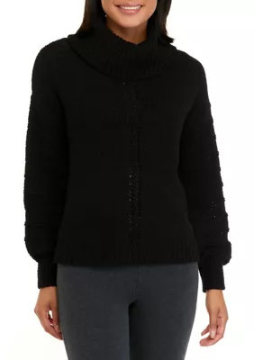 Wonderly Women's Long Sleeve Cowl Neck Sweater, Black, Large | Belk