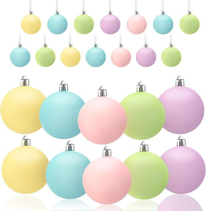 Gejoy 30 Pcs Pastel Christmas Candy Balls 1.57'' Macaron Christmas Tree Balls Small Hanging Ornam... | Amazon (US)