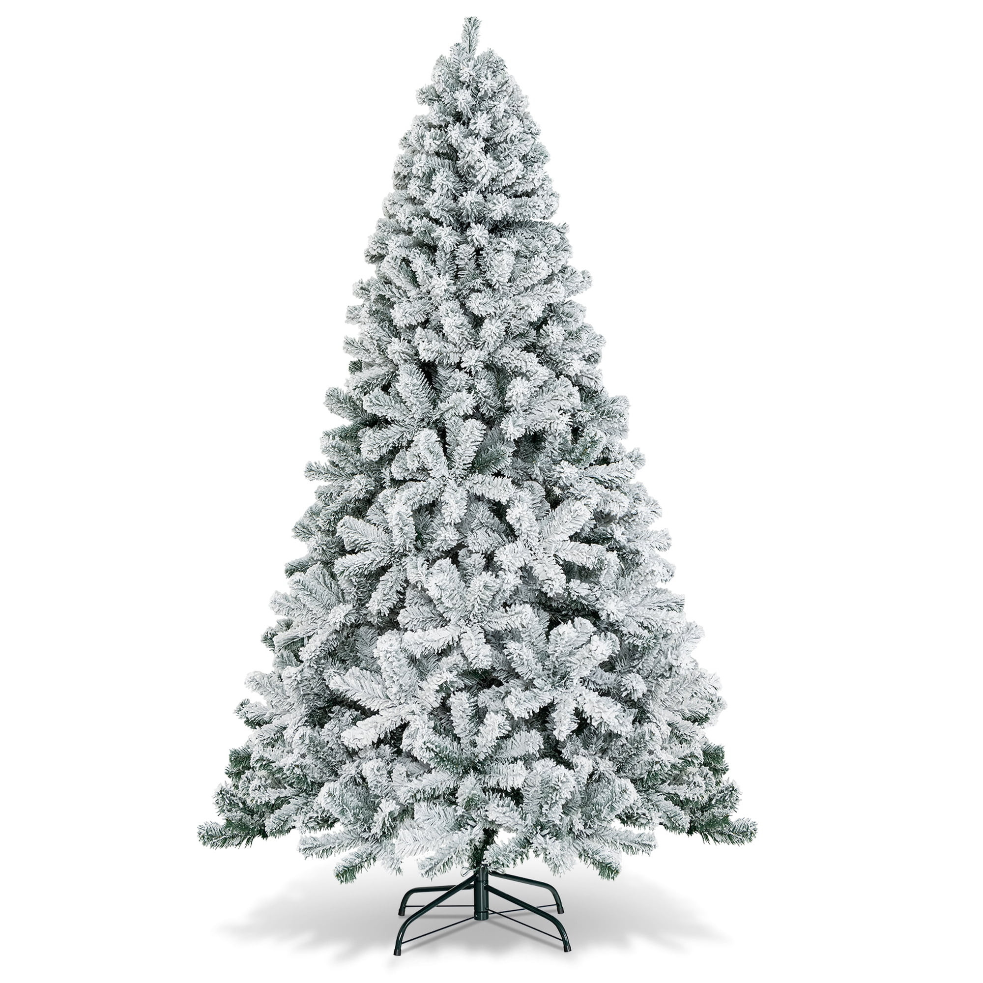 Costway 7.5ft Snow Flocked Hinged Christmas Tree Unlit Metal Stand | Walmart (US)