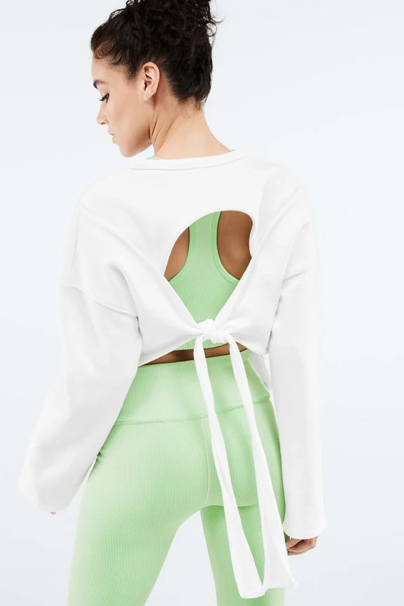Skye Tie Open Back Long-Sleeve Pullover | Fabletics - North America