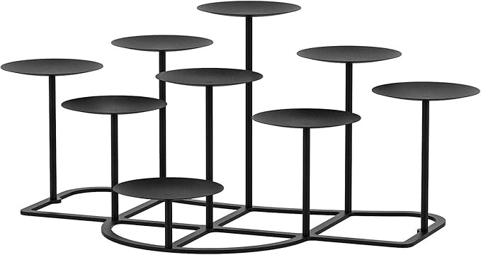 smtyle DIY 9 Mantle Candelabra Flameless or Wax Candle Holders for Fireplace with Black Iron Deco... | Amazon (US)
