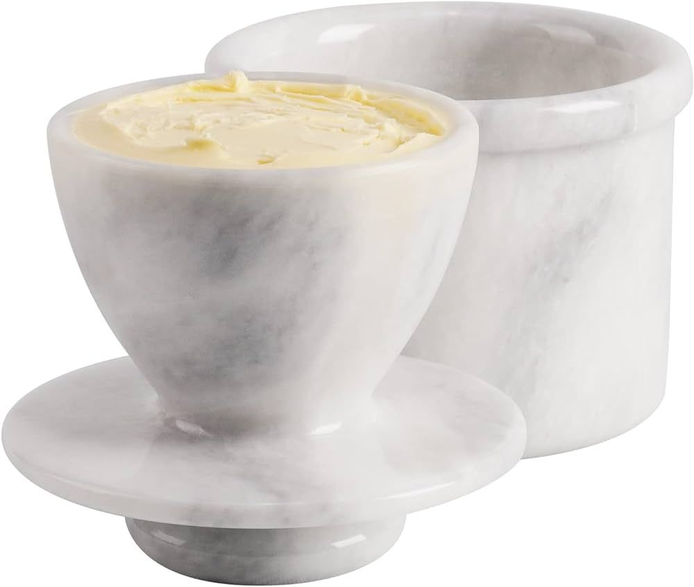 Butter Keeper Cover Pot White Handmade Marble French Butter Storage Crock Keeper for Kitchenware | Amazon (US)