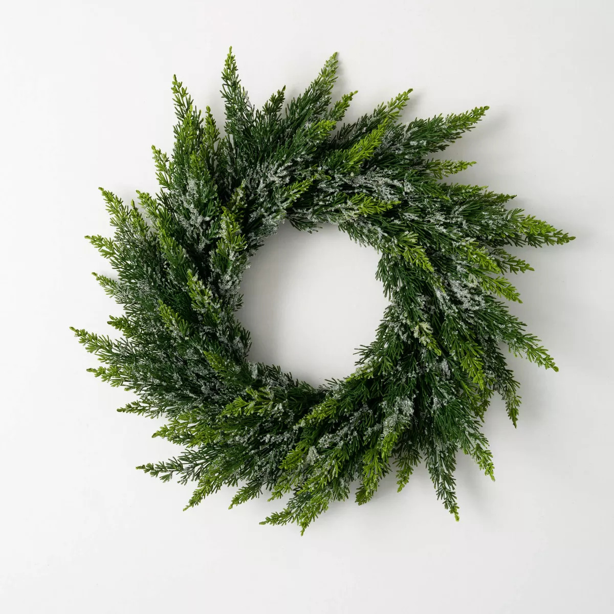 23"H Sullivans Frosted Green Cedar Wreath  Green Winter Wreaths For Front Door | Target