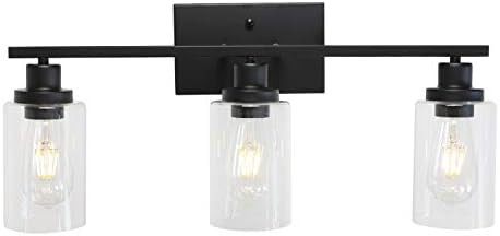 MELUCEE Bathroom Vanity Light Fixtures 3 Lights Wall Sconce Black with Clear Glass Shade for Bedr... | Amazon (US)