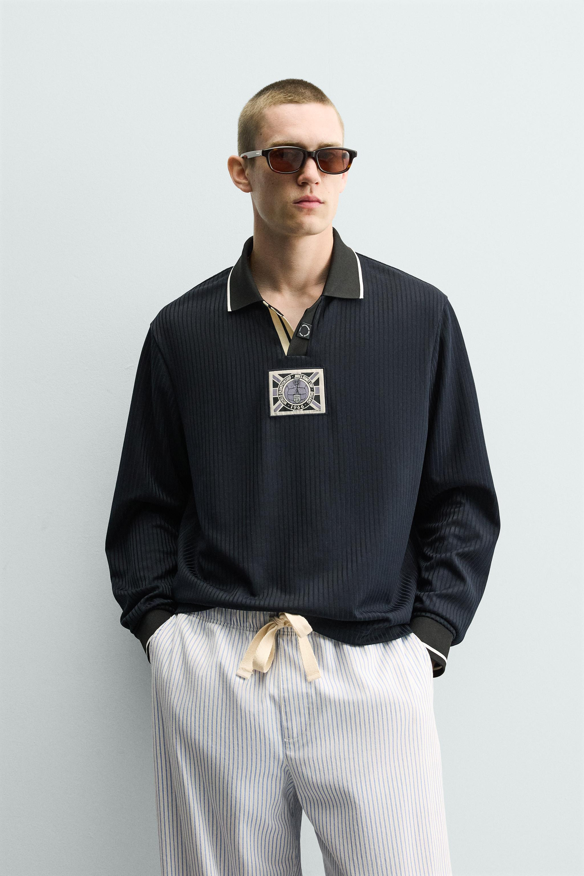 DescriptionContentsMeasurementsRelaxed fit polo shirt made of compact cotton fabric. Lapel collar... | Zara US