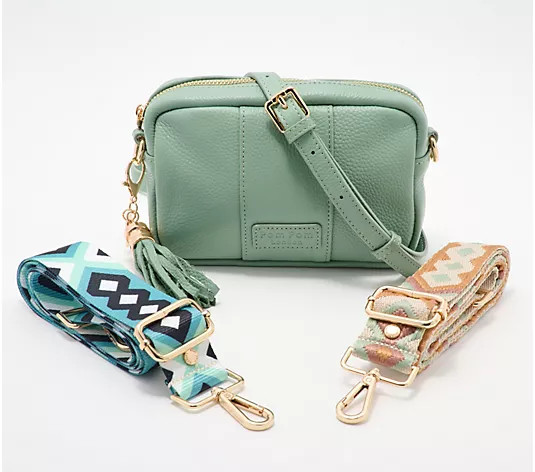 Pom Pom London The City Mini Leather Crossbody Bag with Straps - QVC.com | QVC