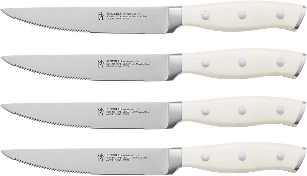 HENCKELS Forged Accent Razor-Sharp Steak Knife Set of 4, White, German Engineered Knife Informed ... | Amazon (US)