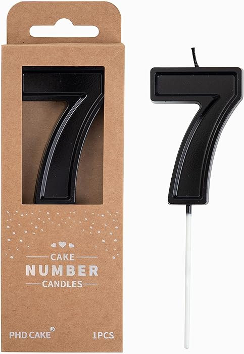 PHD CAKE 2.76 Inch Luxe Black 7 Number Birthday Candles, Black Number Candles, Cake Number Candle... | Amazon (US)