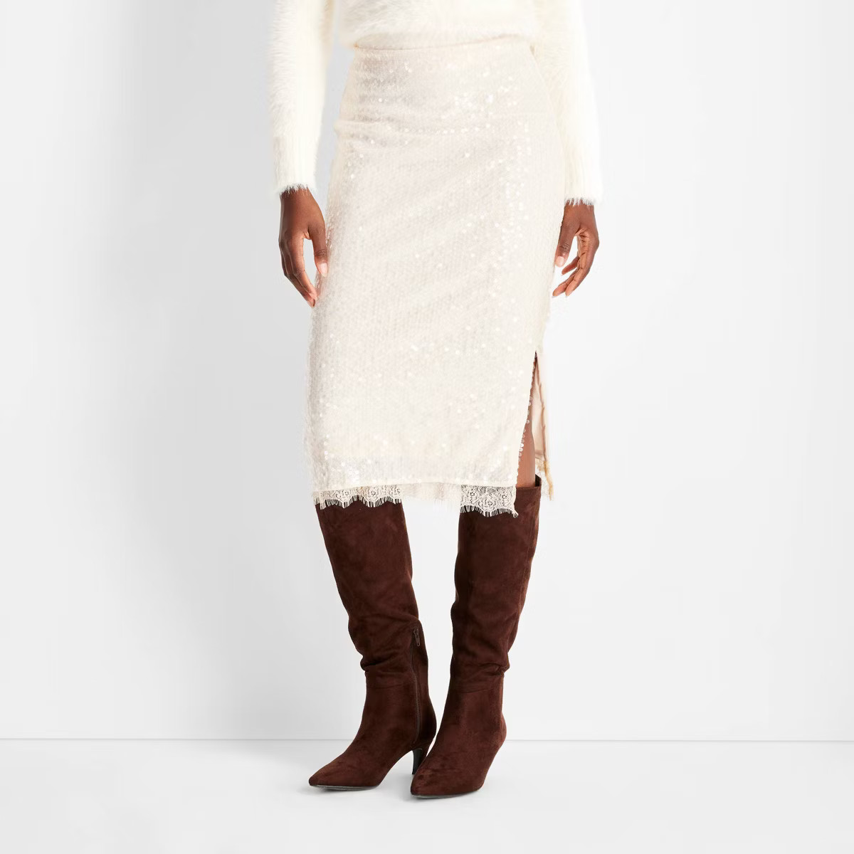 Women's Sequin Midi Skirt - Future Collective Champagne | Target