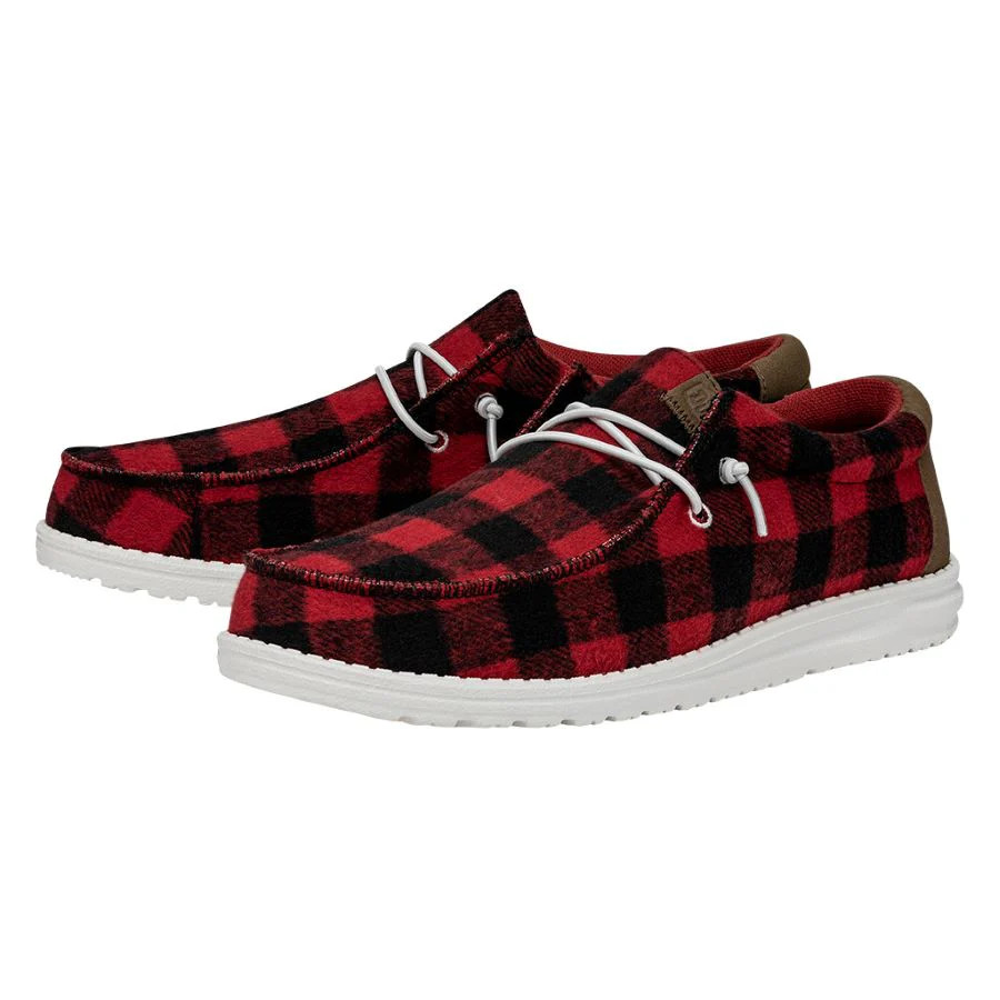 Wally Buffalo Plaid - Red and Black Plaid | HEYDUDE