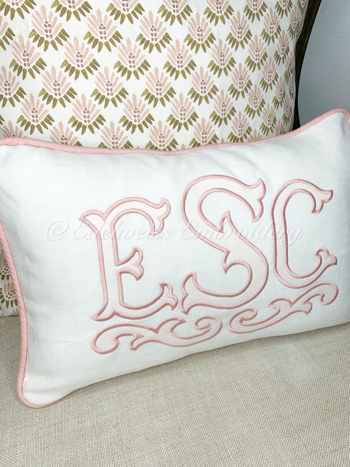 Charlotte   Monogram Appliqué Boudoir Pillow Sham | Edelweiss Embroidery