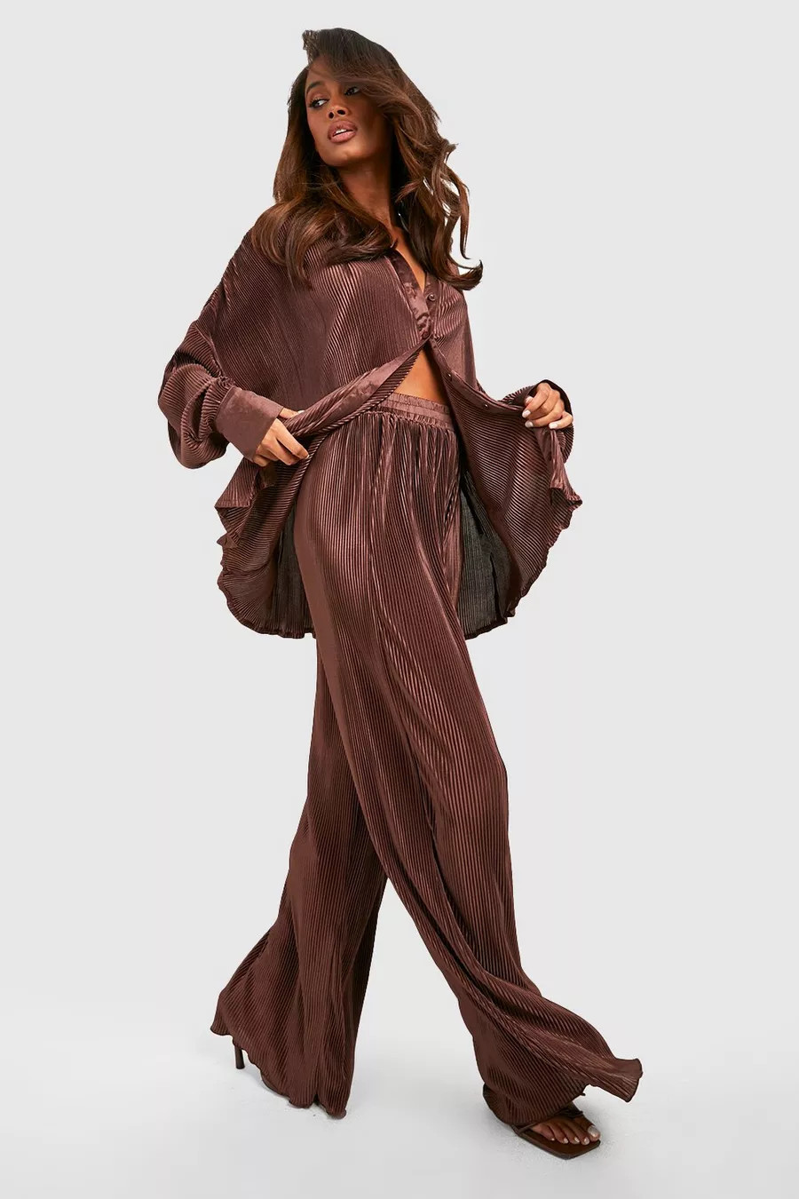 Premium Plisse Broek Met Wijde Zomen | Boohoo.com (NL)