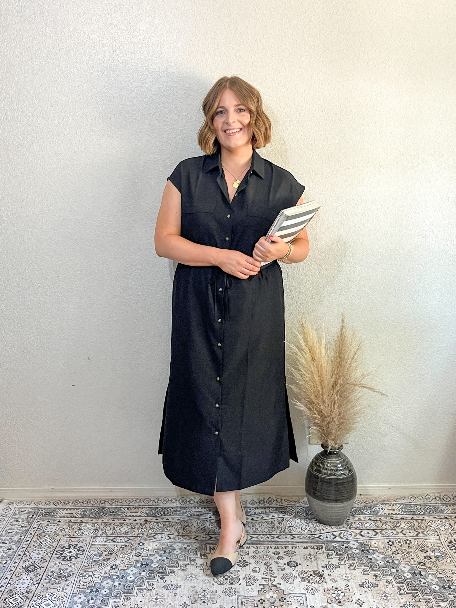 Teacher outfit or office casual style// great midi dress that you can dress up or down! Has ties that cinches in at the waist so it’s very flattering!

Wearing M (runs big) I’m small chested and 5’4

#LTKSaleAlert #LTKMidsize #LTKWorkwear