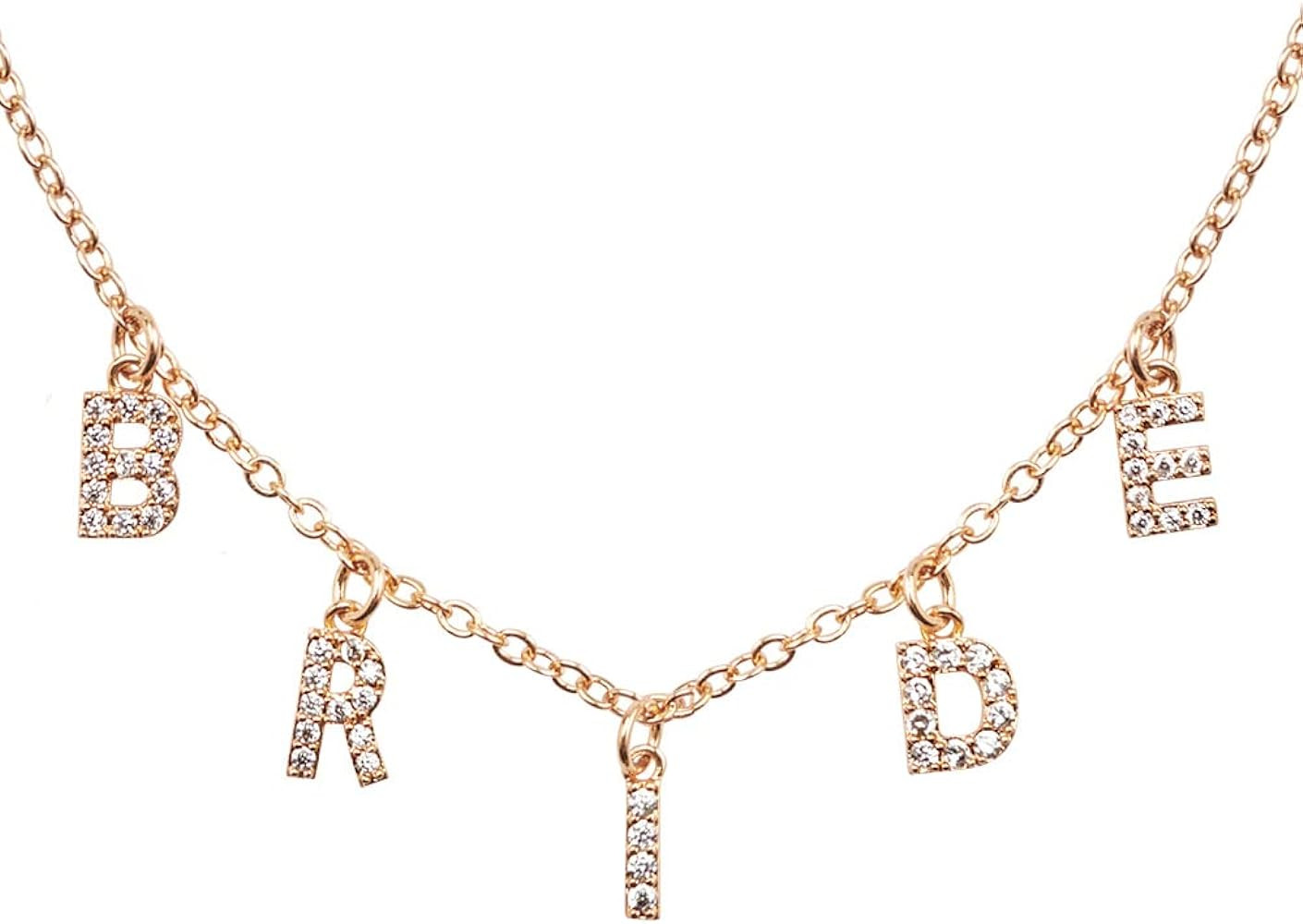 xo, Fetti Bride Pave Necklace, 14" Choker, Gold Charm Letter Cubic Zirconia Jewelry | Bachelorett... | Amazon (US)