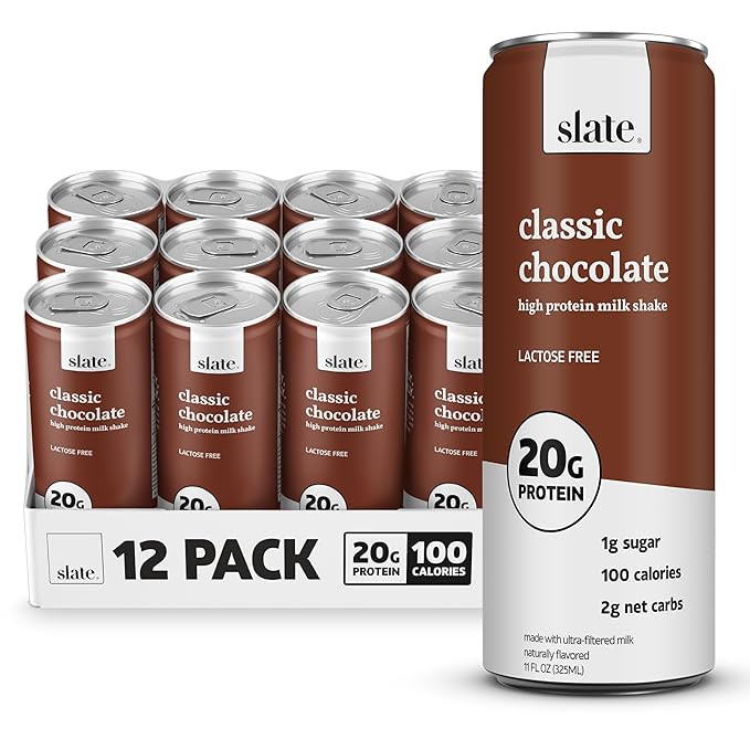 Slate Milk - High Protein Milk Shake - Classic Chocolate - Lactose Free, 20g Protein, 1g Sugar, 1... | Amazon (US)