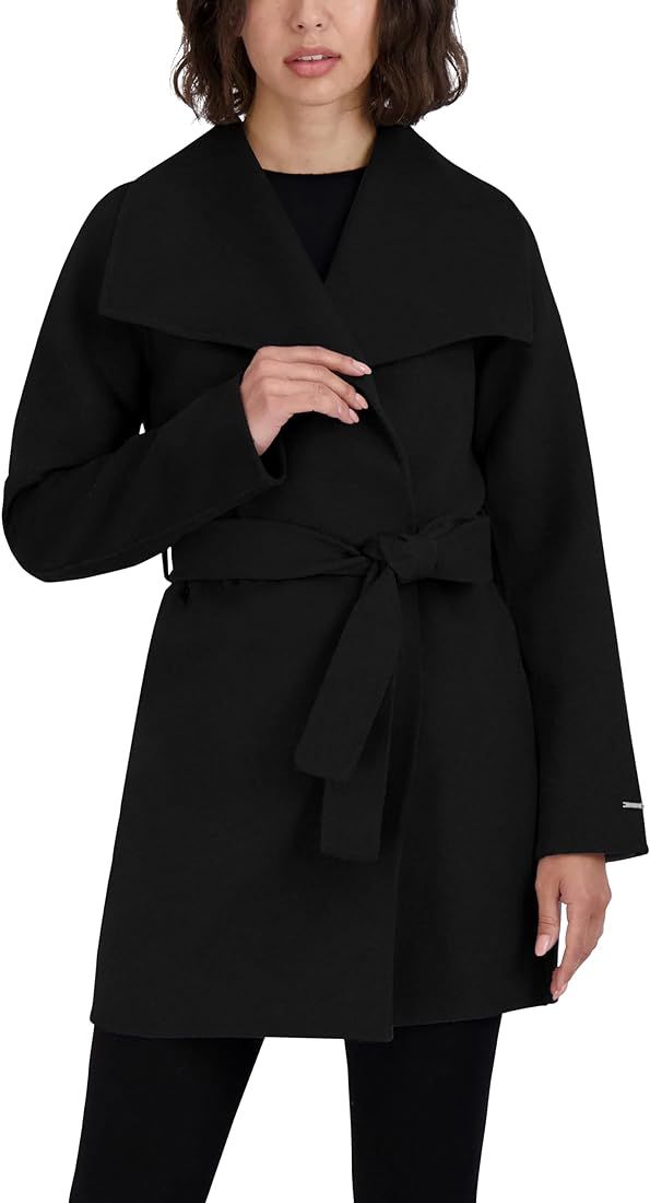 TAHARI Women's Lightweight Wool Wrap Coat with Tie Belt | Amazon (US)