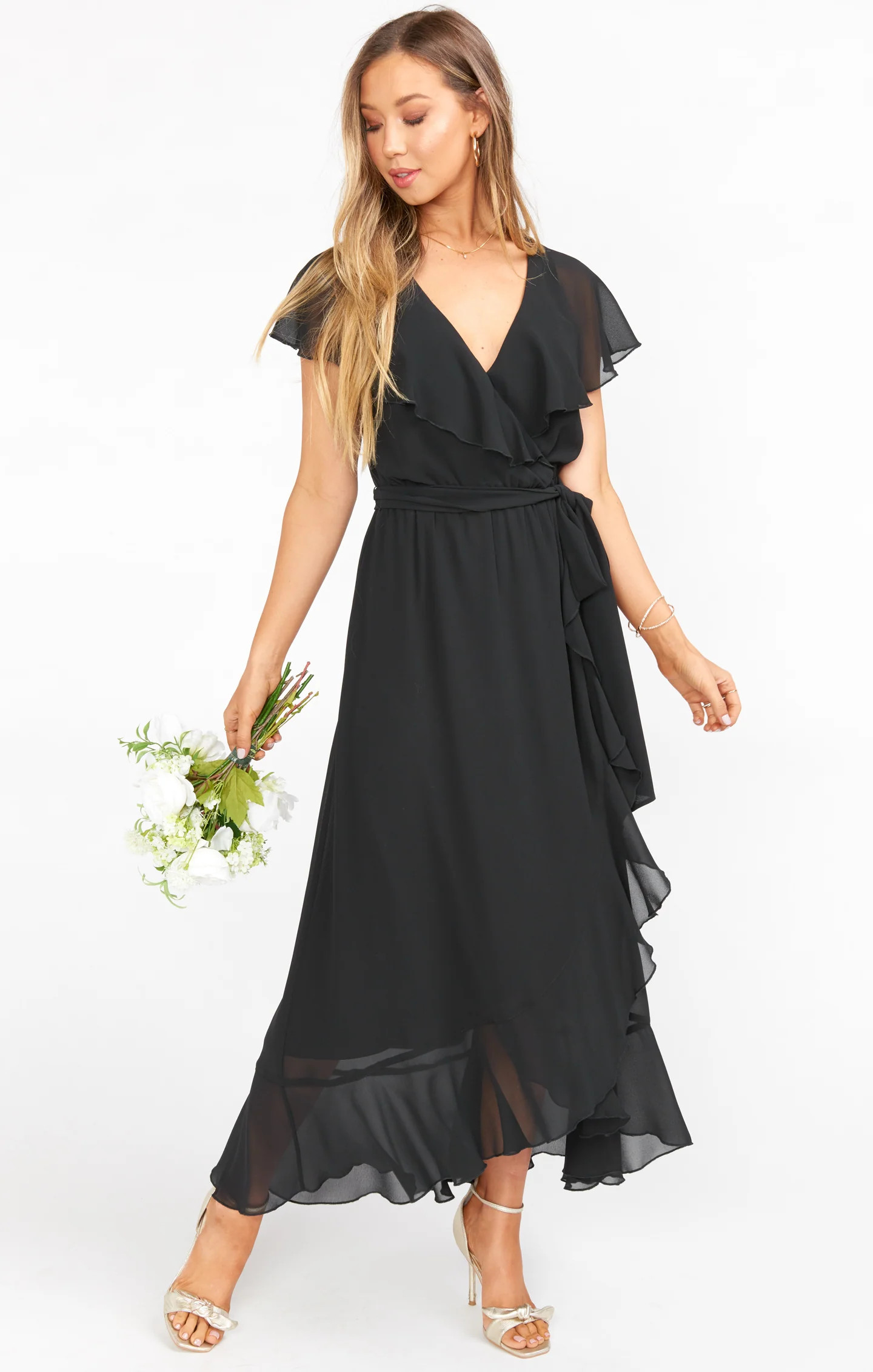 Jess Ruffle Midi Dress ~ Black Chiffon | Show Me Your Mumu